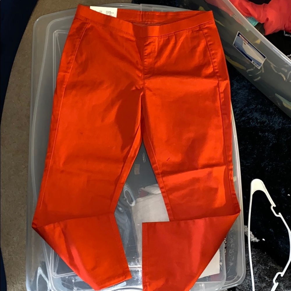 Orange Cropped Leggings Trousers